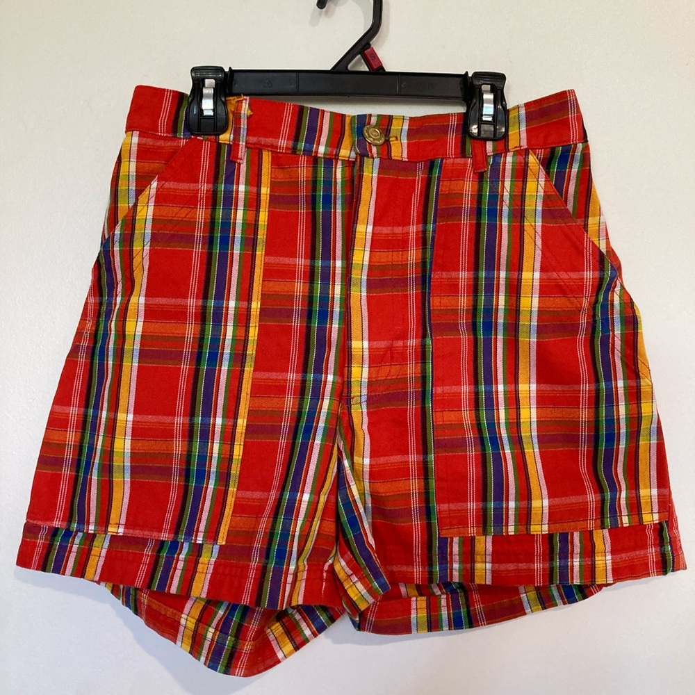 Big Bud Press work shorts in red plaid